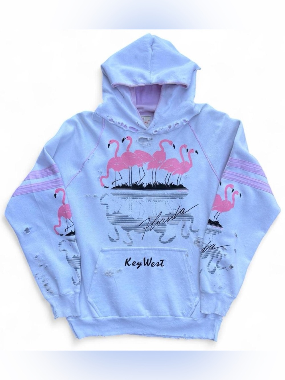 Vintage Light Blue & Pink Flamingo Crewneck Sweatshirt - Key West